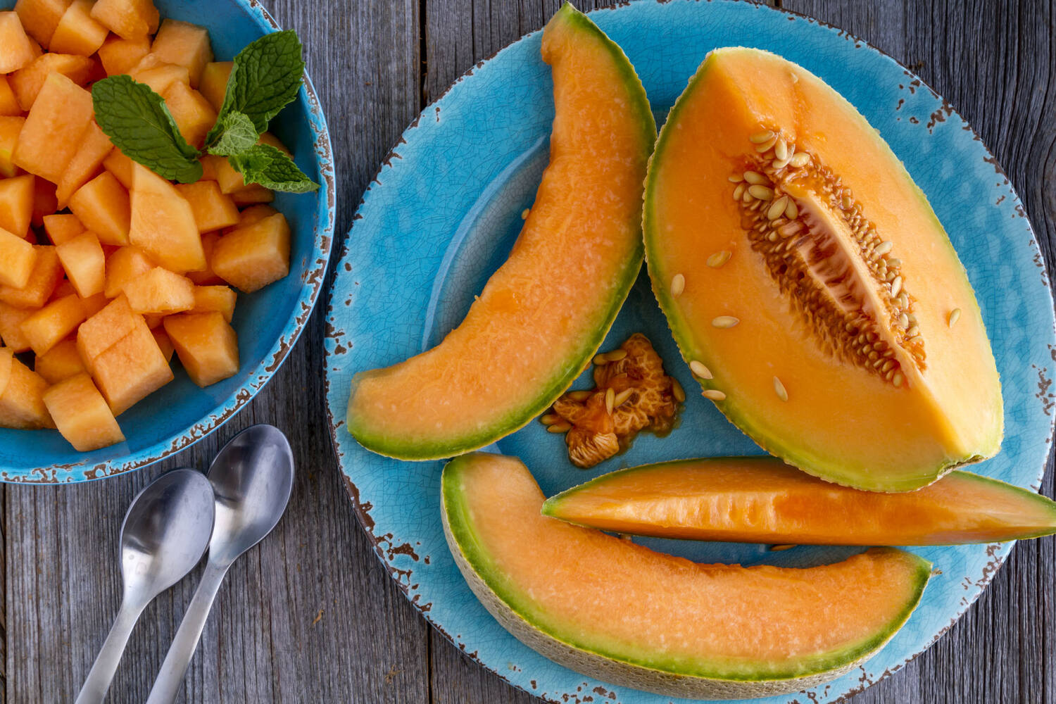Cantaloupe meloen gesch. gehalveerd 2kg kist 2 stuks